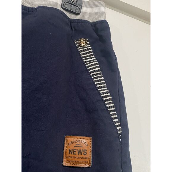 Fashion Style News Shorts Mens Medium Navy Blue Elastic Drawstring Casual Beach - Picture 3 of 11